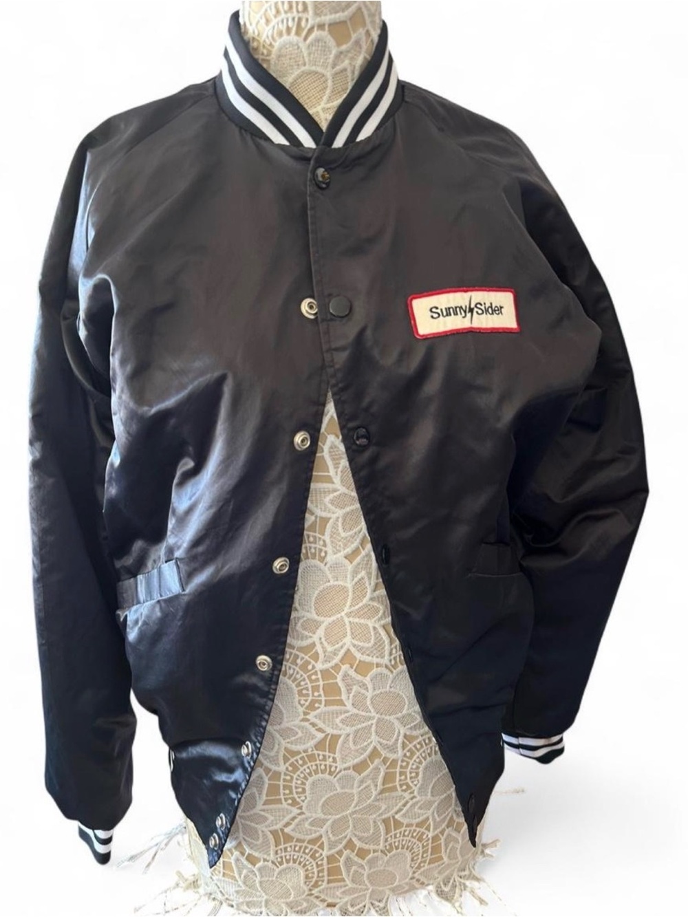 Black Jacket with Striped Collar and SunnySlider Patch